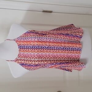 Paper Crane Size M Multi-Colored Sleeveless A-Line Short Blouse, Exc. Used Cond.